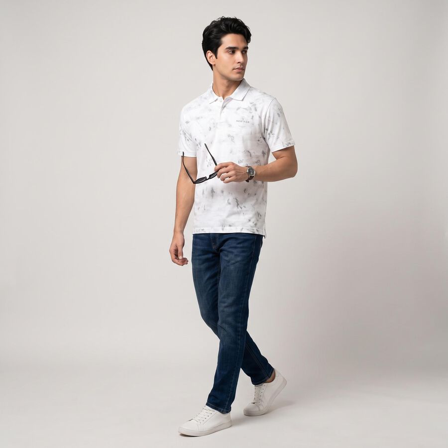Men's Grey Cotton Polo Neck Polo T-Shirt, Light Grey, large