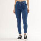 Women's Deep Steel Blue High-Rise Skinny Fit Jeans, मध्यम नीला, small image number null