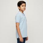 Boys Light Powder Blue Polo Neck Casual T-Shirt, Light Blue, small
