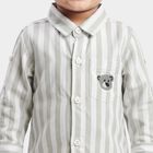 Infants' Grey 100% Cotton Collar Neck Striped Baba Suit, Light Grey, small