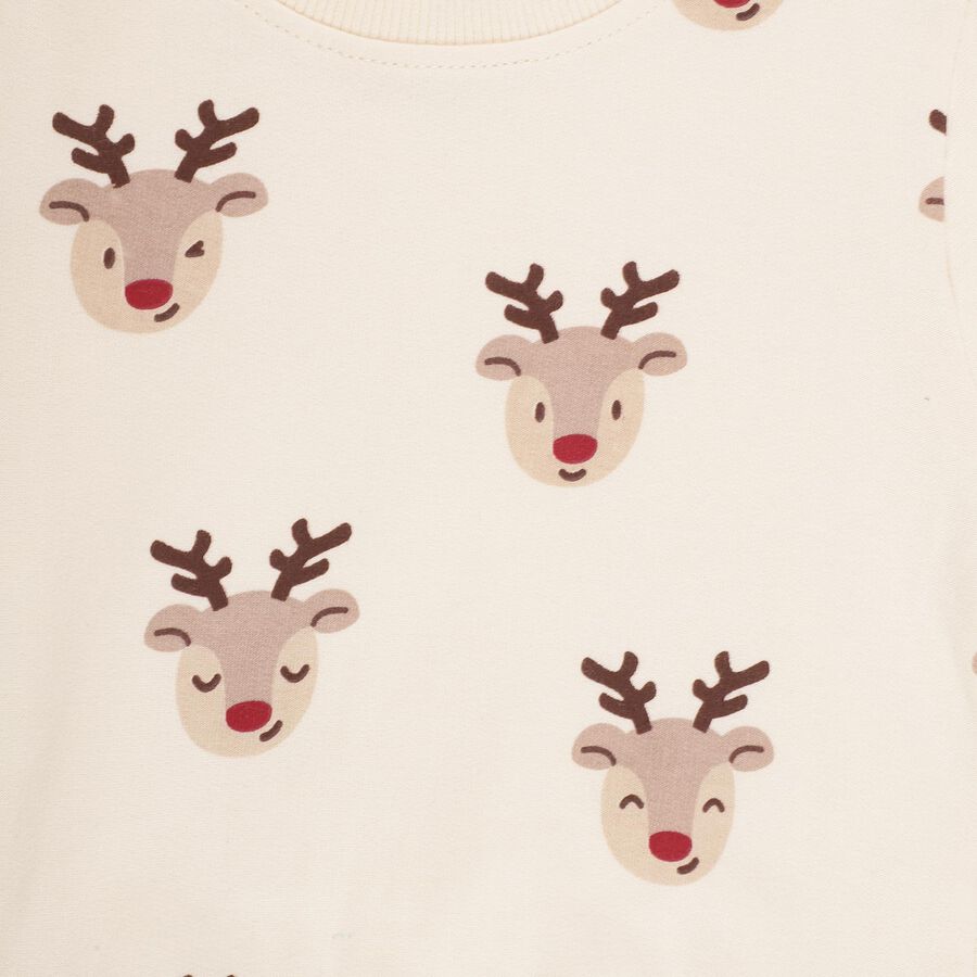 Infants' Light Beige Cotton Crew Neck Graphic Sweatshirt, Beige, large image number null