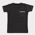 Boys Dark Graphite Black Crew Neck Casual T-Shirt, गहरा ग्रे, small