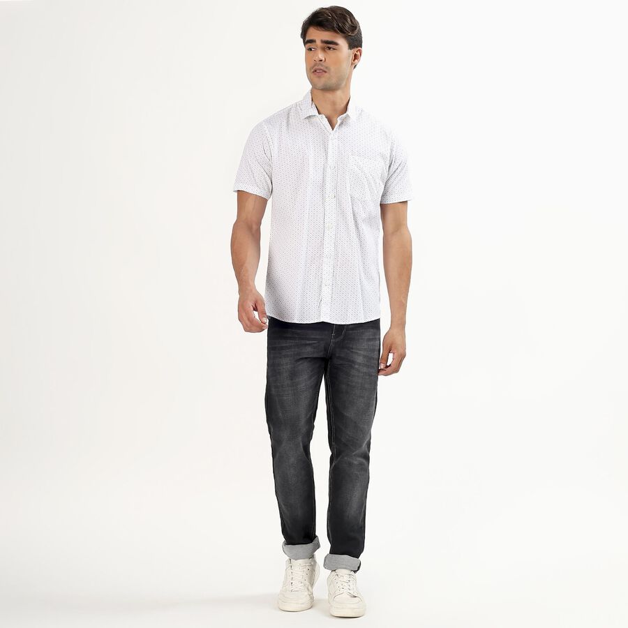Men's White Cotton Classic Casual Shirt, White, large