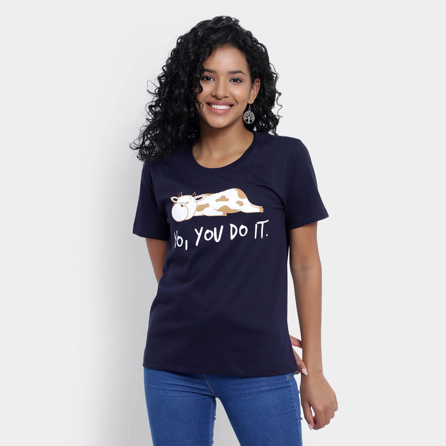 Round Neck T-Shirt, Navy Blue, large image number null