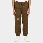Boys' Olive Green Regular Fit Cargo Jogger Trousers, ओलिव, small