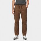 Men's Brown Slim Fit Drawstring Chino Trousers, Brown, small