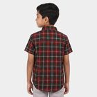 Boys Red Cotton Short Sleeve Collar Shirt, Red, small