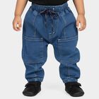 Infants Blue Relaxed Fit Patch Pocket Jeans, Mid Blue, small