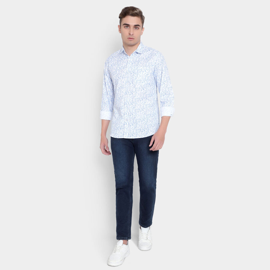 Printed Cotton Casual Shirt, White, large image number null