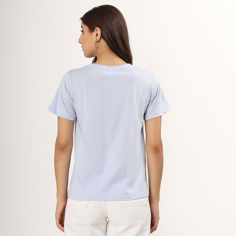 Ladies' 100% Cotton Round Neck T-Shirt , Light Blue, large image number null