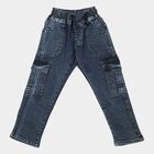 Boys Blue Relaxed Fit Cargo Jeans, मध्यम नीला, small
