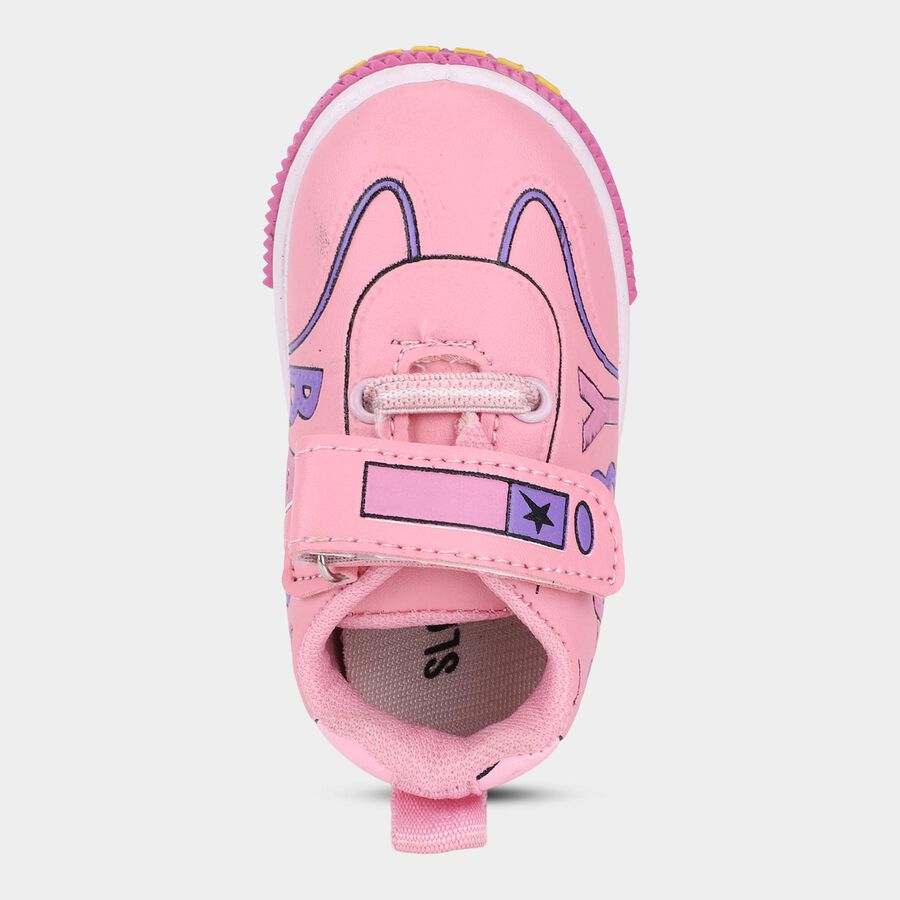 Girls Bright Bubblegum Pink Velcro Strap Casual Shoes, गुलाबी, large image number null