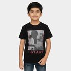 Boys Jet Black Crew Neck Graphic Printed T-Shirt, Black, small image number null