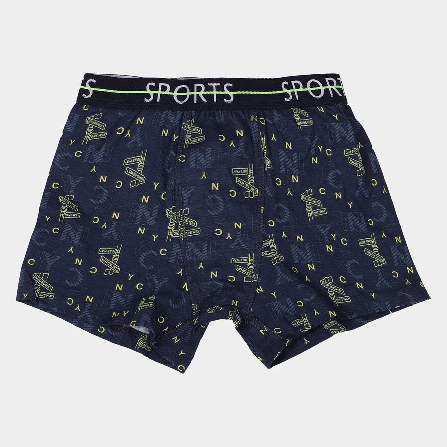 Boys' Navy Cotton Regular Fit Printed Briefs, Navy Blue, large