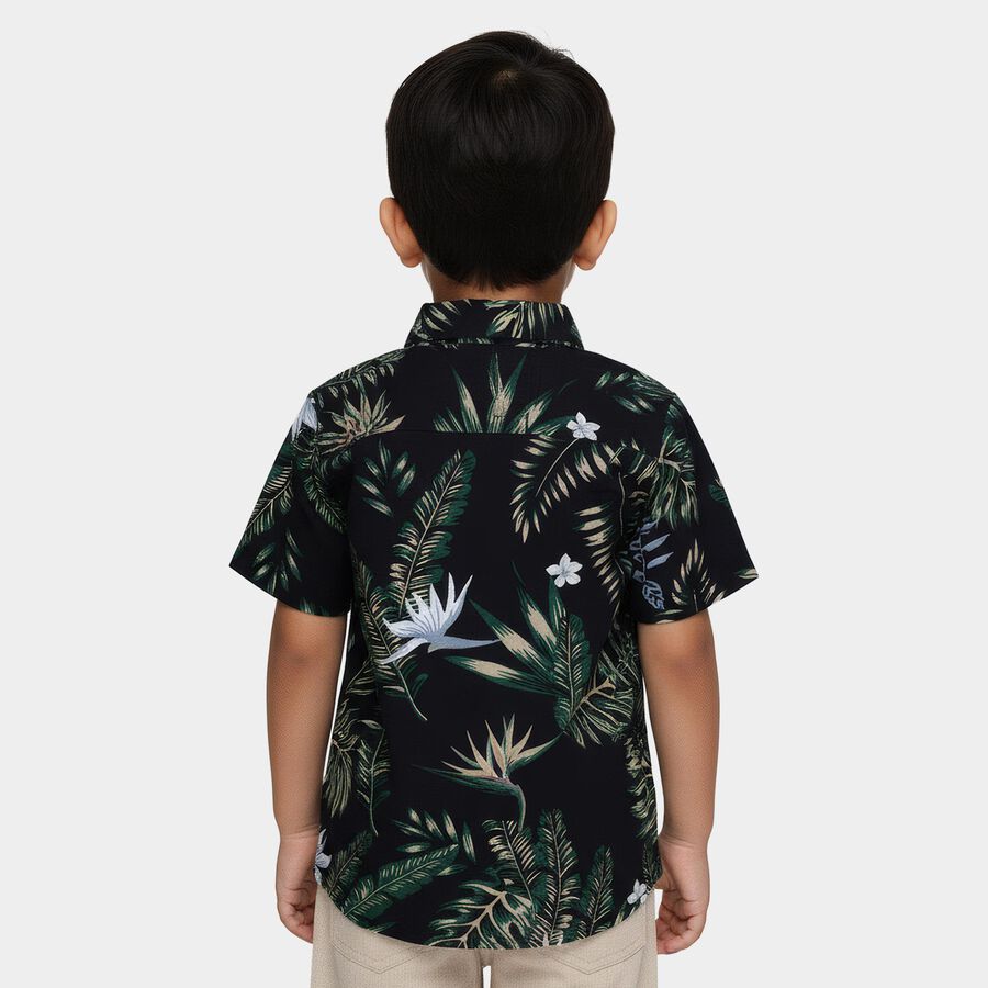 Boys Navy Blue Cotton Half Sleeve Classic Casual Shirt, Navy Blue, large