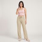 Women's Beige Relaxed Fit Floral Printed Lounge Pyjama, गहरा पीला, small