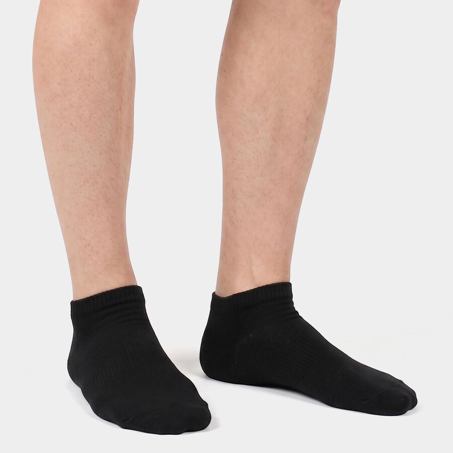 Men's Ankle Length Pack of 3 Socks ( Grey, White, Black ), काला, large