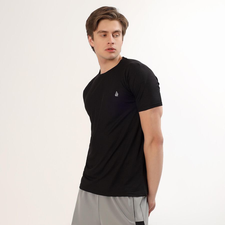 Men's Jet Black Crew Neck Athleisure T-Shirt, Black, large
