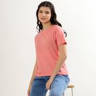 Women's Soft Pink Cotton Round Neck T-Shirt, Pink, small