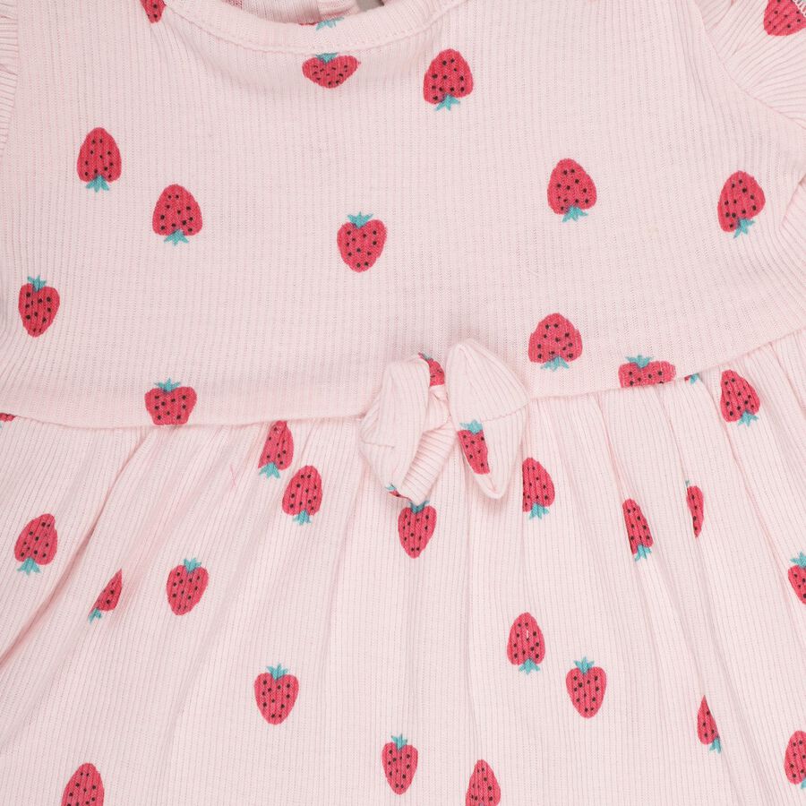 Infant Girls' 100% Cotton Frock , हल्का गुलाबी, large image number null
