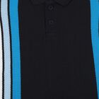 Boys Navy Blue Polo Neck Striped Baba Suit, Navy Blue, small