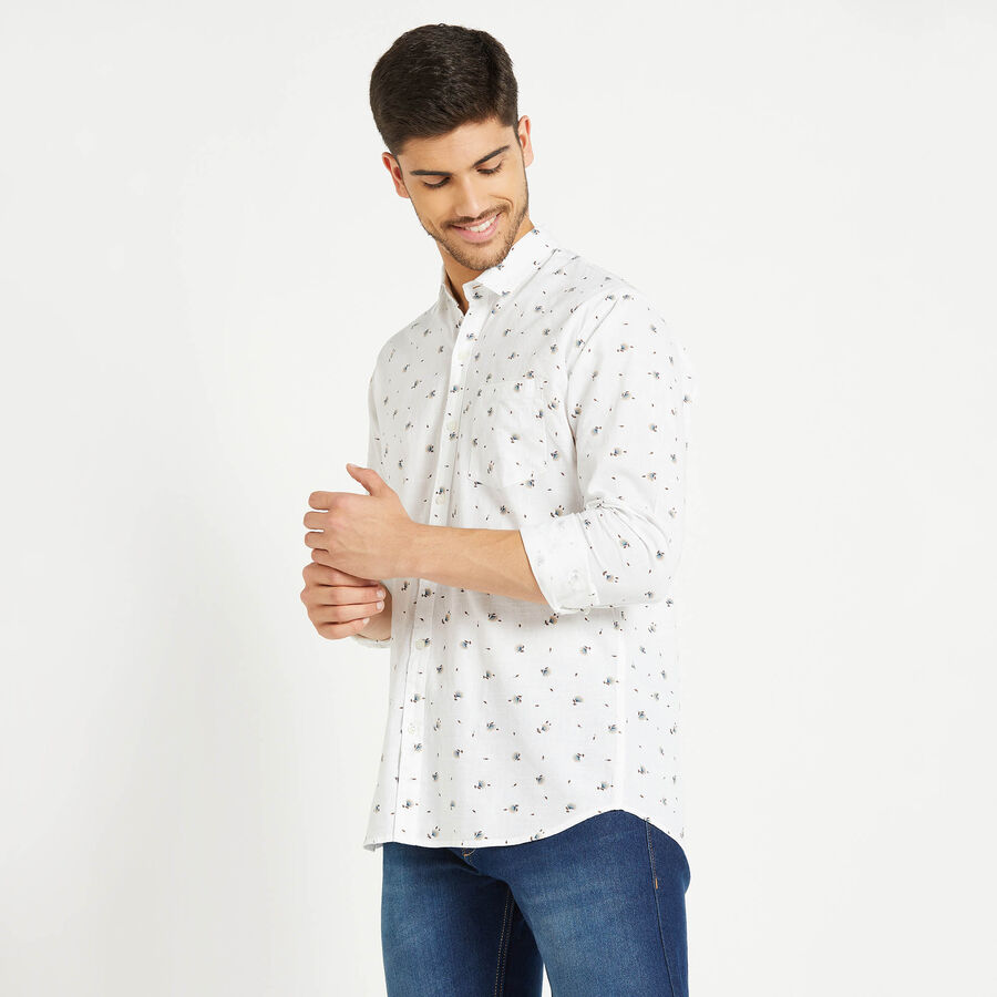 Cotton Printed Casual Shirt, White, large image number null