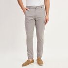 Men's Light Grey Slim Fit Casual Trousers, हल्का ग्रे, small