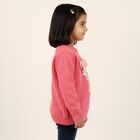 Girls Bright Pink Crew Neck Casual Pullover, Pink, small image number null