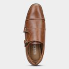 Men's Rich Chestnut Brown Monk Strap Formal Shoes, भूरा, small