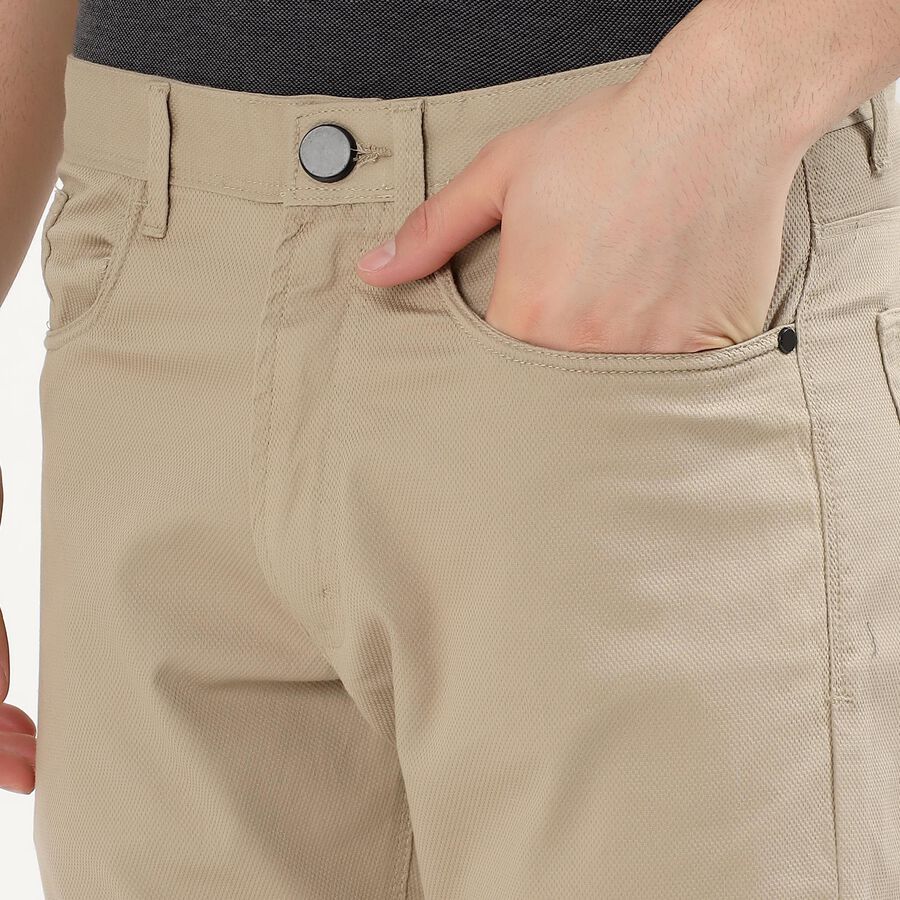 Men's Slim Fit Casual Trousers, खाकी, large