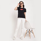 Embellished Round Neck T-Shirt, काला, small image number null