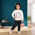 Girls' Off White Crew Neck Graphic Print Sweatshirt, ऑफ व्हाइट, small