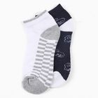 Boys' White and Navy Ankle-Length Striped and Logo Socks Pack of 2, सफ़ेद, small image number null