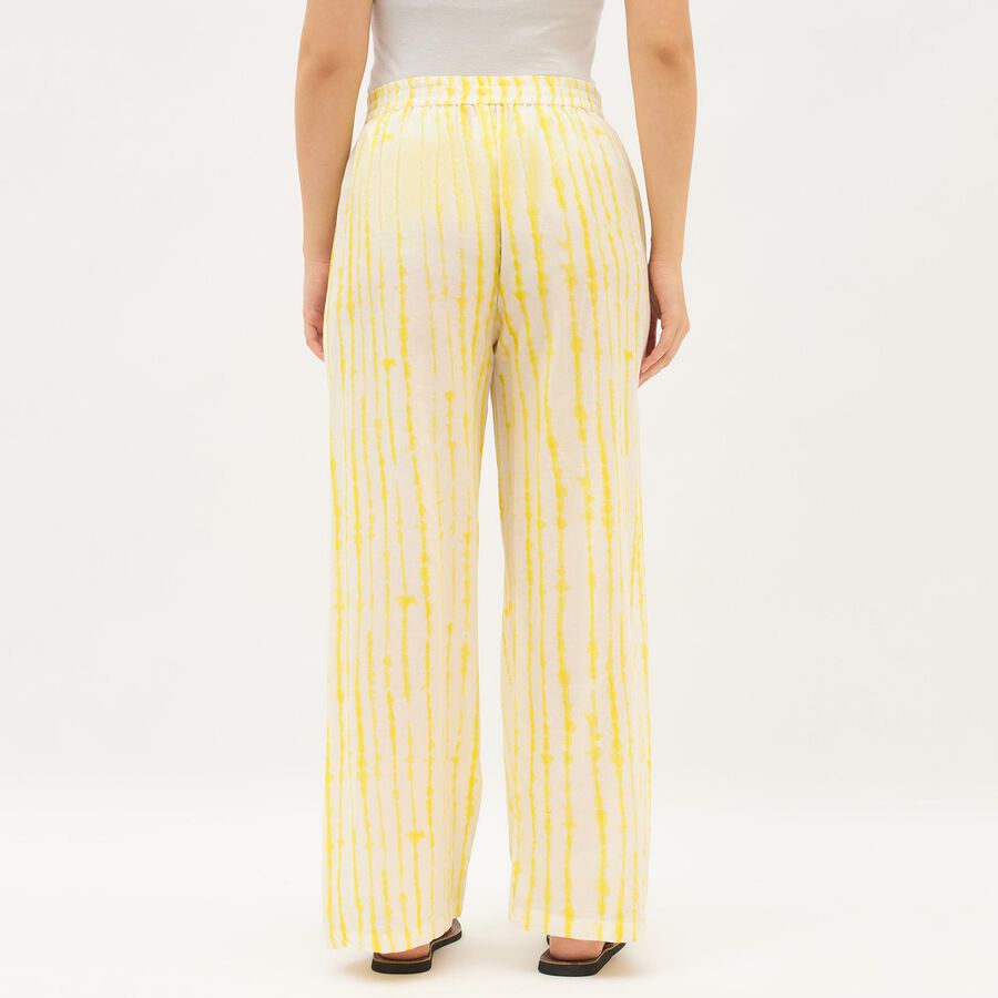 Women's Bright Yellow Tie-Dye Wide-Leg Cotton Palazzos, Mustard, large image number null