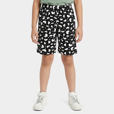 Girls' Black Regular Fit Casual Shorts