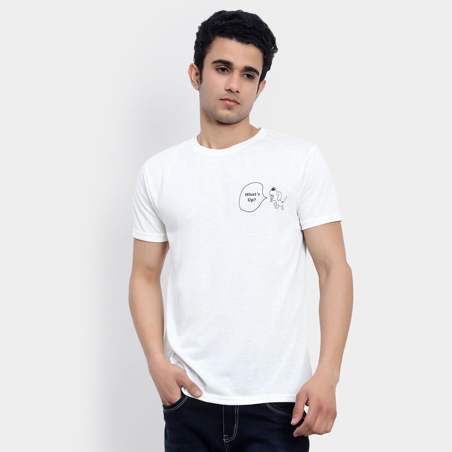 Round Neck T-Shirt, White, large image number null