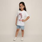 Girls Bright Snow White Cotton Round Neck Casual T-Shirt, White, small image number null