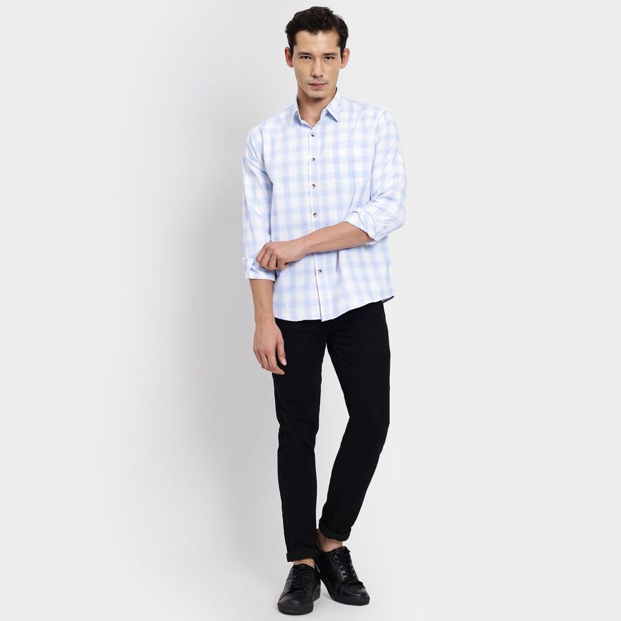 Men's 100% Cotton Casual Shirt, हल्का नीला, large image number null