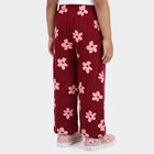 Girls' Wine Straight Fit Floral Printed Pyjama, वाइन, small