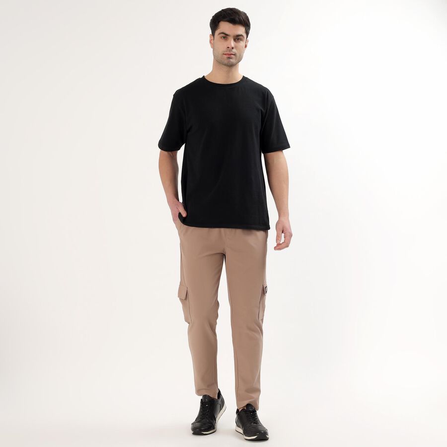 Men's Beige Slim Fit Graphic Print Jogger, Beige, large