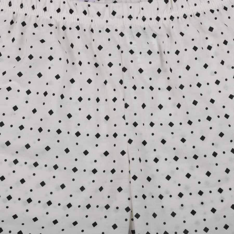 Girls' White Regular Fit Printed Shorts, ऑफ व्हाइट, large