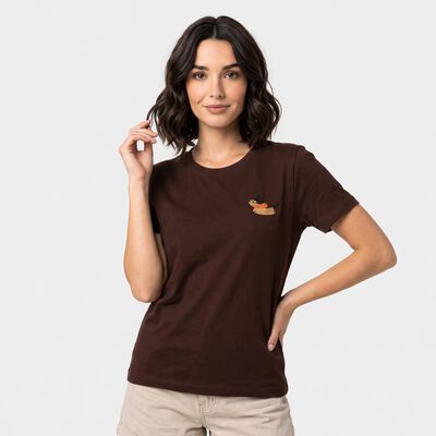 Women's Brown Round Neck Regular T-Shirt