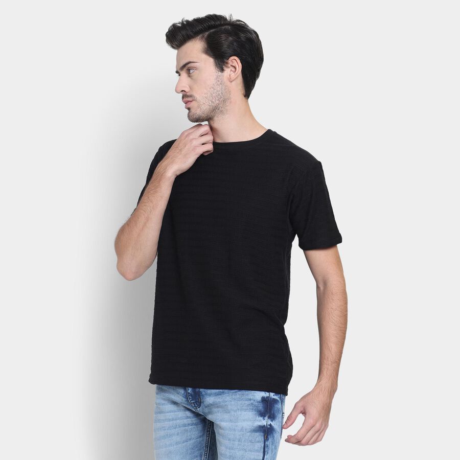 Men's Round Neck Half Sleeves T-Shirt , Black, large image number null