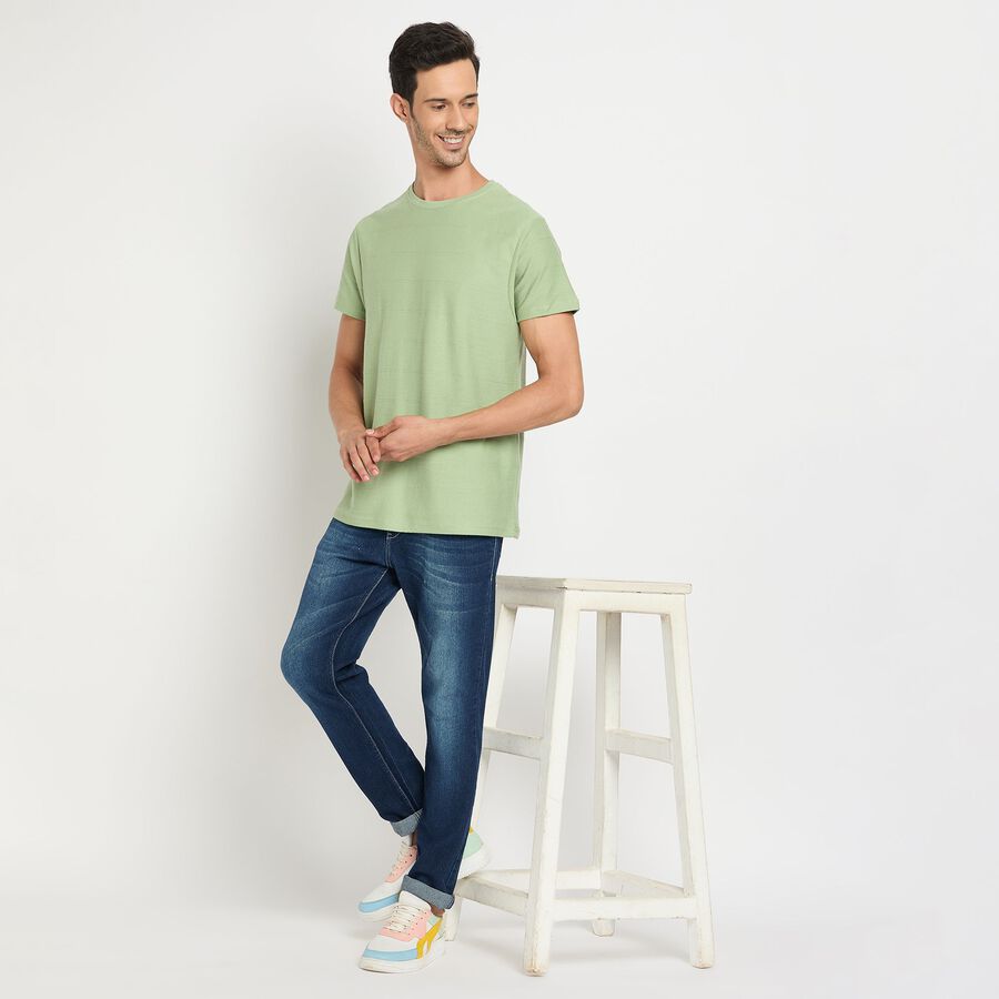 Men's 100% Cotton Round Neck Half Sleeves T-Shirt, Light Green, large image number null