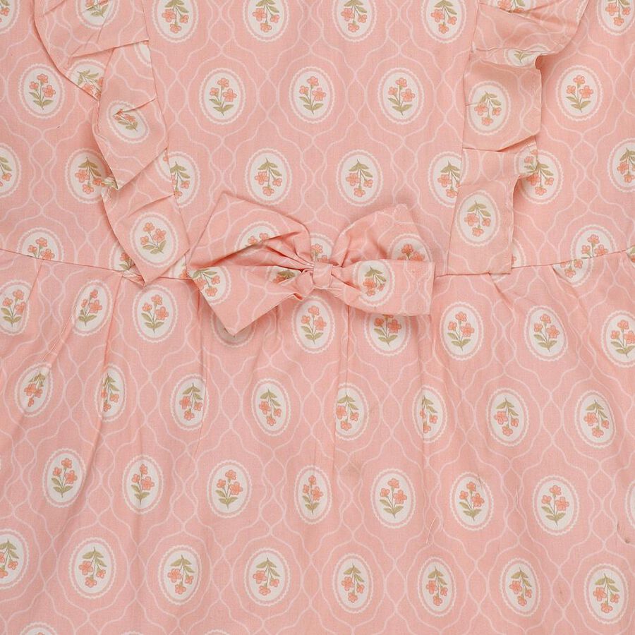 Girls' Light Pink Cotton Blend Sleeveless A-Line Frock, Light Pink, large