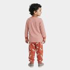 Infants' Coral 100% Cotton Round Neck Striped Baba Suit, Coral, small