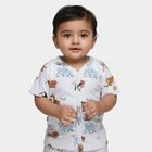 Infants White Cotton V-Neck Casual T-Shirt, White, small