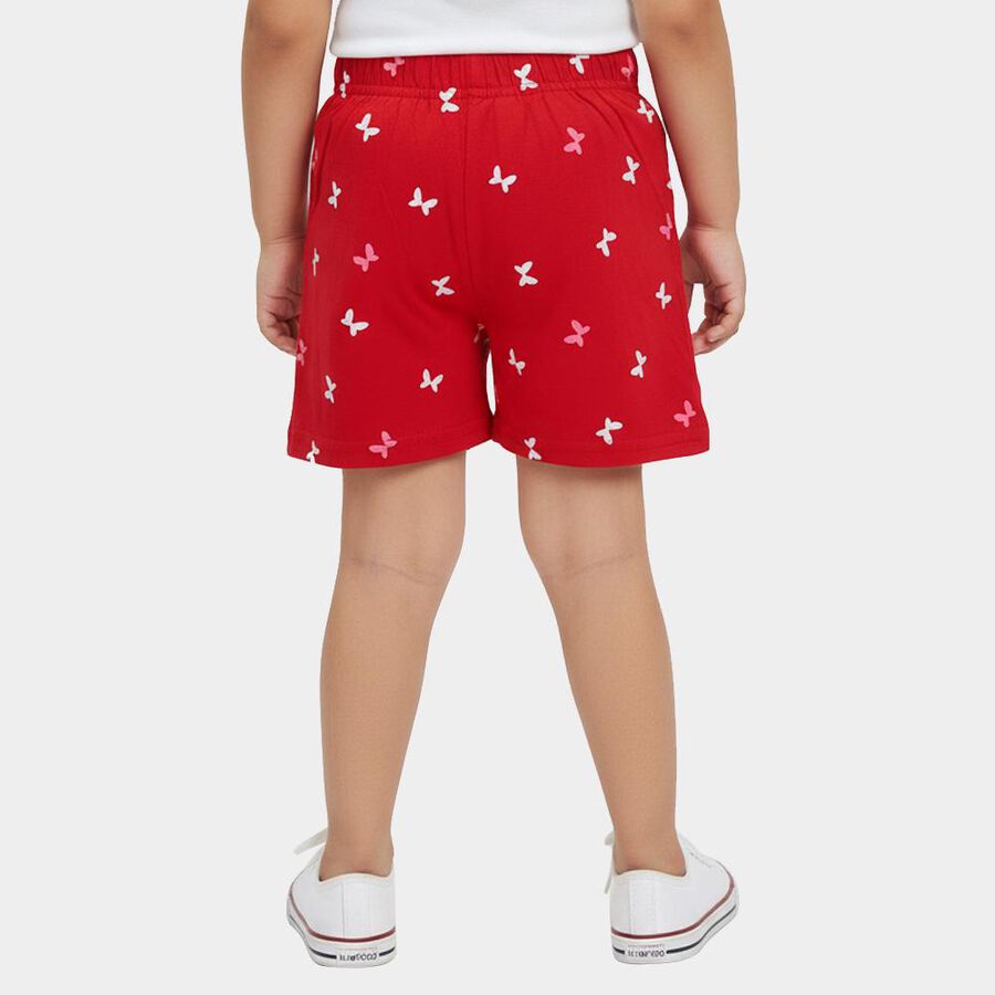 Girls' Fuchsia Butterfly Print Elastic Waist Shorts, रानी (फ्यूशिया), large
