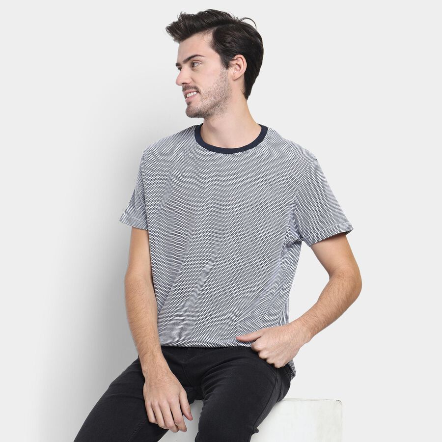 Men's Round Neck Half Sleeves T-Shirt , Navy Blue, large image number null