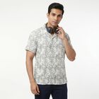 Men's Grey Camp Collar Casual Shirt, Light Grey, small